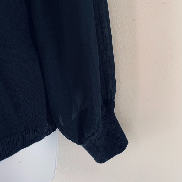 🇺🇸 ANNE KLEIN black sweater with chiffon bow size M - Picture 8 of 16